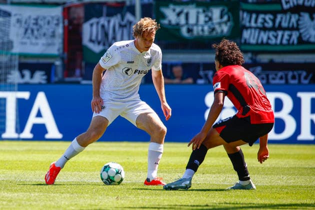 August 8, 2026, xavx, Soccer 3rd Division, SV Wehen Wiesbaden vs. Preußen Münster, Ryan Johansson (Preußen Münster), Ibrahim Ati Allah (SV Wehen Wiesbaden). DFL and DFB regulations prohibit any use of photographs as image sequences and or quasi-video. Wiesbaden