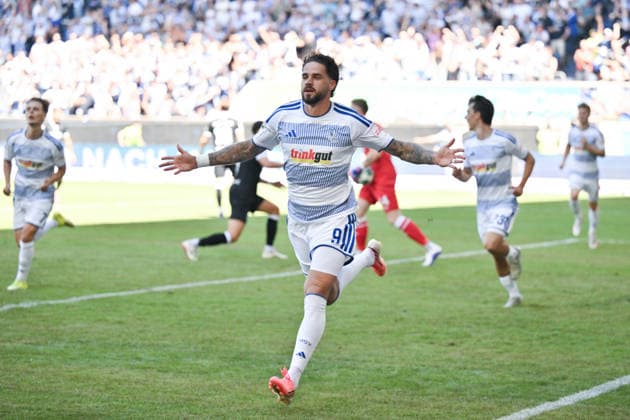 Jubel Lex Tyger Lobinger MSV Duisburg 1 0 August 8, 2026, Soccer, 3rd Division, 2026–27 Season, Matchday 1, MSV Duisburg vs. SV Meppen. DFB regulations prohibit any use of photographs as image sequences and or quasi-video. Duisburg, Schauinsland Reisen Arena, North Rhine-Westphalia, Germany Team2