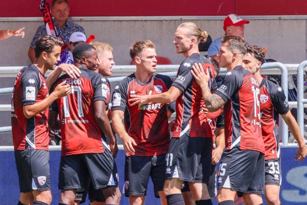 Jubilation among the Schanzers after a goal by Lars Lokotsch of FC Ingolstadt 04, No. 13, alongside Jonas Scholz of FC Ingolstadt 04, No. 15, and Davide Danilo Sekulovic of FC Ingolstadt 04, No. 33, Simon Lorenz (FC Ingolstadt 04, No. 32) during the match between FC Ingolstadt 04 and Würzburger Kickers on August 8, 2026, DFB regulations prohibit any use of photographs as image sequences and or quasi-video. GER, Soccer, 3. Liga, Matchday 1, FC Ingolstadt 04 vs. Würzburger Kickers, August 8, 2026, Audi Sportpark Ingolstadt Copyright: xEibner-Pressefoto OliverxSTRISCHx EP-OSH