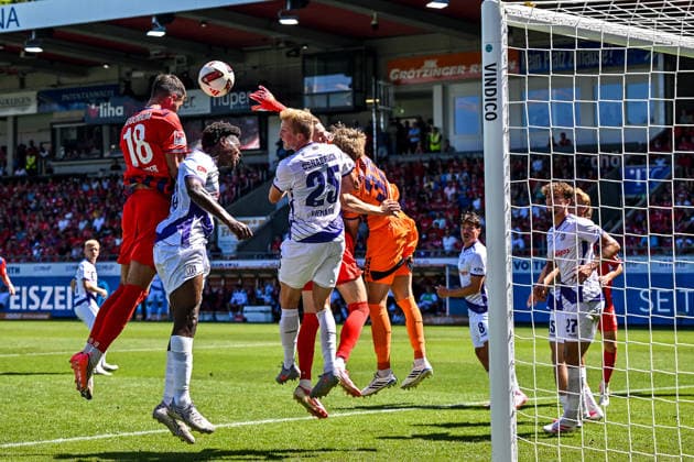 August 8, 2026, GER, Soccer, Men s, 2. Bundesliga, 1. FC Heidenheim vs. VfL Osnabrück, Goal to make it 4–2, Marvin Pieringer (Heidenheim, 18), Niklas Wiemann (Osnabrück, 25), Jonas Krumrey (Osnabrück, 32), Heidenheim Voith Arena, Baden-Württemberg, Germany Copyright: xNordphotox xHafnerx