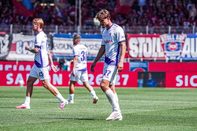 Germany Soccer Season 2026–2027, 2. Bundesliga, 1. FC Heidenheim vs. VfL Osnabrück, Voith Arena, Heidenheim, Robin Fabinski, VfL Osnabrück, 27, facial expressions, emotions, Heidenheim, Voith Arena, Germany Copyright: xBennetxLongx