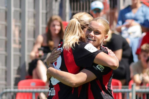 August 8, 2026, xgrfx, Women s Soccer Friendly, Bayer Leverkusen vs. Feyenoord Rotterdam, Goal, Cornelia Kramer on the 1–0 Bayer Leverkusen DFL DFB REGULATIONS PROHIBIT ANY USE OF PHOTOGRAPHS as IMAGE SEQUENCES and or QUASI-VIDEO Leverkusen