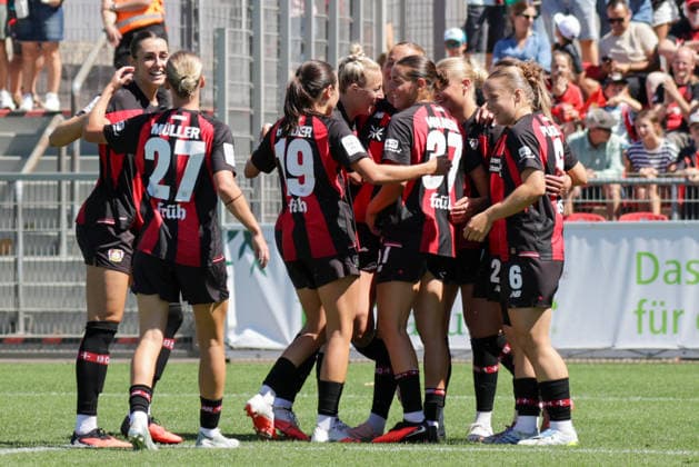 August 8, 2026, xgrfx, Women s Soccer Friendly, Bayer Leverkusen vs. Feyenoord Rotterdam, Goal, Cornelia Kramer on the 1–0 Bayer Leverkusen DFL DFB REGULATIONS PROHIBIT ANY USE OF PHOTOGRAPHS as IMAGE SEQUENCES and or QUASI-VIDEO Leverkusen