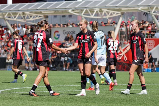 August 8, 2026, xgrfx, Women s Soccer Friendly, Bayer Leverkusen vs. Feyenoord Rotterdam, Goal, Cornelia Kramer on the 3–0 Bayer Leverkusen DFL DFB REGULATIONS PROHIBIT ANY USE OF PHOTOGRAPHS as IMAGE SEQUENCES and or QUASI-VIDEO Leverkusen