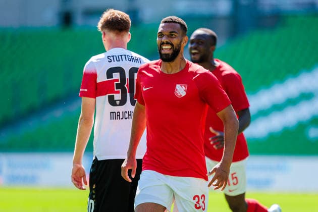 Jesse Tugbenyo of TSV Havelse 1912, 33, celebrates his goal to make it 2–1 GER, TSV Havelse 1912 vs. VfB Stuttgart II, Soccer, 3. Liga, Matchday 1, 2026–2027 season, August 8, 2026. DFL regulations prohibit any use of photographs as image sequences and or quasi-video. GER, TSV Havelse 1912 vs. VfB Stuttgart II, soccer, 3. Liga, Matchday 1, 2026–2027 season, August 8, 2026, Hanover Copyright: xEibner-Pressefoto JanxRollingerx EP_JSK