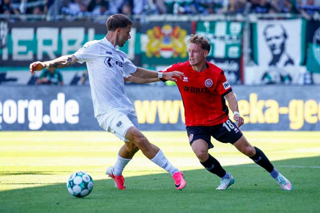 August 8, 2026, xavx, Soccer 3rd Division, SV Wehen Wiesbaden vs. Preußen Münster at Louis Phillip Kolbe Stadium, Preußen Münster, Fabian Greilinger, SV Wehen Wiesbaden. DFL and DFB regulations prohibit any use of photographs as image sequences and or quasi-video. Wiesbaden