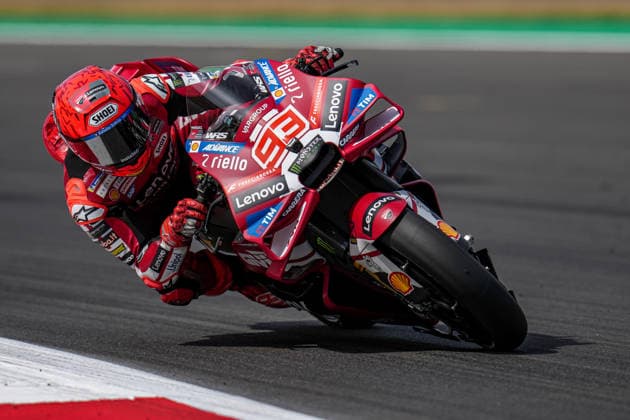 Marc Marquez (Spain) of the Ducati Lenovo Team ( 93) during MotoGP Free Practice and Qualifying at Round 12 of the 2026 Qatar Airways Grand Prix of Great Britain at Silverstone Circuit, Towcester, England on the 7 August 2026.  Copyright: xDavidxHornx PMI-7310-0123