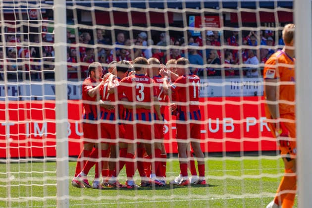 08 08 26 1 FC Heidenheim vs. VfL Osnabrück Germany, Heidenheim, 08 08 2026, Soccer, 2. Bundesliga, 1 FC Heidenheim vs. VfL Osnabrück 1 FC Heidenheim Celebrates Goal 2-1 Costly