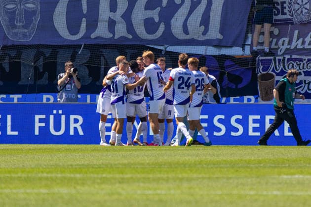 08 08 26 1 FC Heidenheim vs. VfL Osnabrück Germany, Heidenheim, 08 08 2026, Soccer, 2. Bundesliga, 1 FC Heidenheim vs. VfL Osnabrück VfL Osnabrück Celebrates Goal 2-2 Kopacz