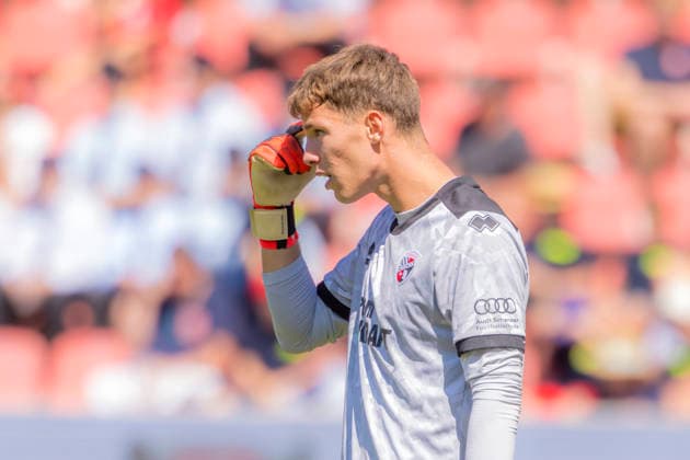 Ingolstadt, Germany, August 8, 2026, 3. Liga 2026–2027, Matchday 1: FC Ingolstadt 04 vs. FC Würzburger Kickers. Pictured: Goalkeeper David Klein (FCI). DFB and DFL regulations prohibit any use of photographs as image sequences and or quasi-video. Audi Sportpark Bayern Copyright: xFotostandx xSchäferx