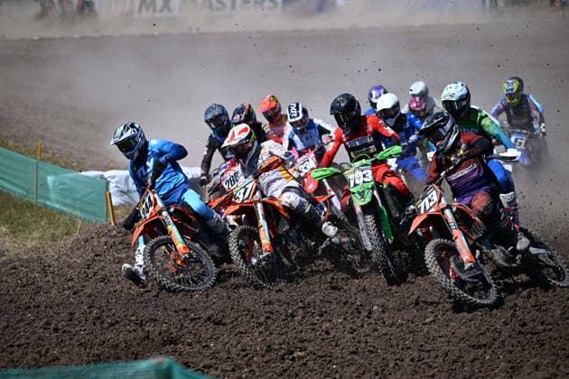 V l Max Bülow 244, GER, Axel Billottet 288, FRA, Trey Cox 37, RSA, Leo Paukovic 783, GER, and Jürgen Lehner 713, AUT xettx, Germany, Gaildorf, August 8, 2026, Int 61 Gaildorf ADAC Motocross, 2026, Motocross, MX Masters, Last Chance Race, Auf der Wacht