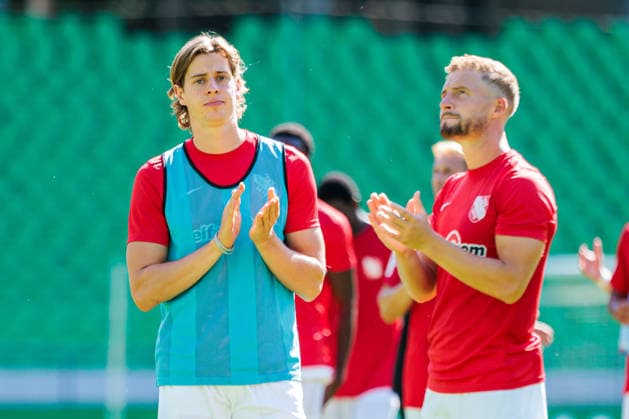 L R Marc Richter, TSV Havelse 1912, 07, Timo Friedrich, TSV Havelse 1912, 30, look disappointed after the game following their 2–3 loss GER, TSV Havelse 1912 vs. VfB Stuttgart II, Soccer, 3rd Division, Matchday 1, 2026–2027 season, August 8, 2026. DFL regulations prohibit any use of photographs as image sequences and or quasi-video. GER, TSV Havelse 1912 vs. VfB Stuttgart II, Soccer, 3. Liga, Matchday 1, 2026–2027 season, August 8, 2026, Hanover Copyright: xEibner-Pressefoto JanxRollingerx EP_JSK