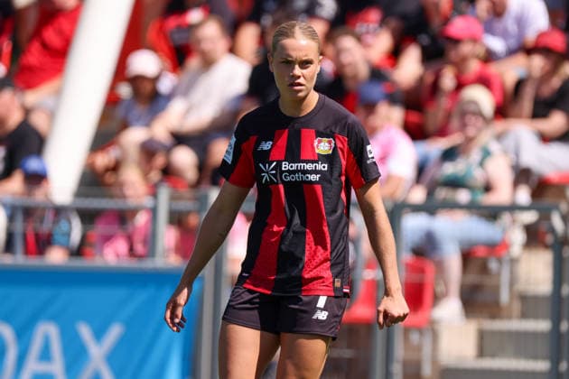 Leverkusen, Germany, August 8, 2026 Season Opener: Friendly Match—Bayer Leverkusen Women vs. Feyenoord Rotterdam Women Pictured: Cornelia Kramer, Leverkusen Copyright: HMBxMedia MadeleinexFantini