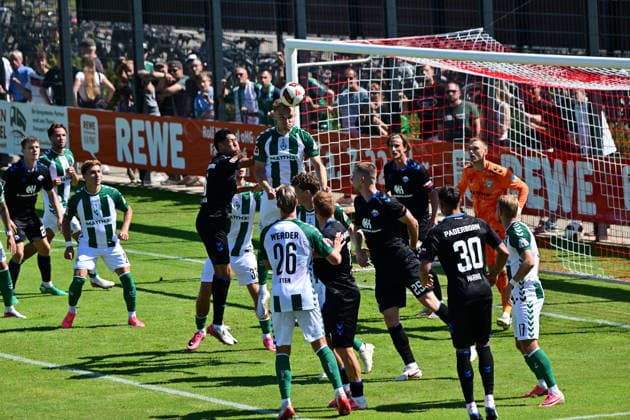 August 8, 2026, GER, Friendly Match: SV Werder Bremen vs. Paderborn, 2026–2027 Season, 1 FBL Laurin Curda SC Paderborn 07 17 Cedric Itten Werder Bremen 26 Marco Gruell Grüll Werder Bremen 17 Goalkeeper Karl Hein Werder Bremen 01 Jens Stage Werder Bremen 06 Amos Pieper Werder Bremen 05 Defense Header Oythe Stadion am Oyther Berg, Lower Saxony, Germany Copyright: xnordphotoxGmbHx xKFOTOx
