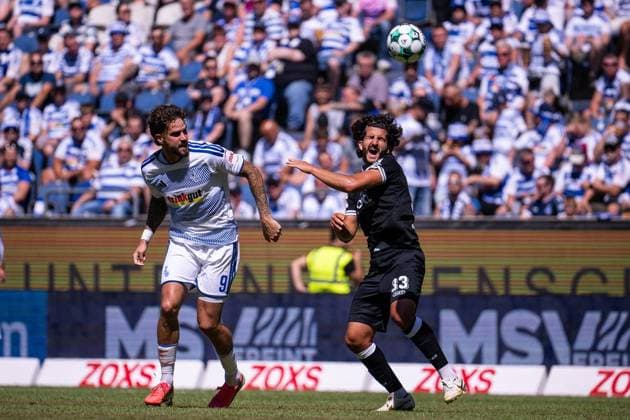 3rd Division: MSV Duisburg vs. SV Meppen ** FOR EDITORIAL USE ONLY ** EDITORIAL USE ONLY ** p Soccer 3rd Division: MSV Duisburg vs. SV Meppen on August 8, 2026, at the Schauinsland Reisen Arena in Duisburg. Lex Tyger Lobinger (Duisburg, left), Stefan Rankic (Meppen, right), Duisburg. Copyright JakobxKlos Copyright: JakobxKlos doc872jyu6r34p18kqx01cqx ,EDITORIAL USE ONLY Copyright: JakobxKlos