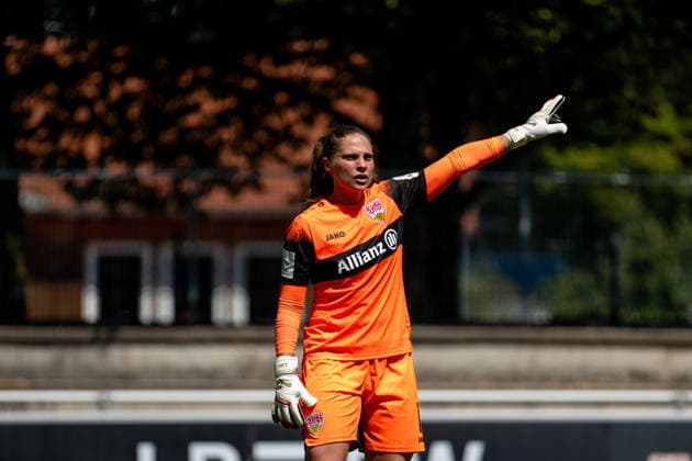August 8, 2026, GER, Soccer, Women s, Friendly, 2026–2027 Season, VfB Stuttgart vs. TSG 1899 Hoffenheim; Laura Giuliani of VfB Stuttgart (No. 01) gives instructions; Robert Schlienz Stadium, Stuttgart, Baden-Württemberg, Germany Copyright: xNordphoto Memmlerx