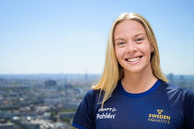 August 8, 2026: Louise Hansson of the Swedish national swimming team poses for a portrait at a press conference on the ninth day of the 2026 European Aquatics Championships in Saint-Denis. 2026 in Saint-Denis. Photo by Joel Marklund. BILDBYRAN code JM JM0835 bbeng swimming 2026 European Aquatics Championships EM Sweden press conference portrait  Copyright: JOELxMARKLUND BB260808JM014