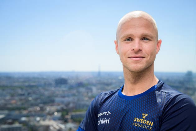 August 8, 2026: Victor Johansson of the Swedish national swimming team poses for a portrait at a press conference on the ninth day of the 2026 European Aquatics Championships in Saint Denis. 2026 in Saint-Denis. Photo by Joel Marklund. BILDBYRAN code JM JM0835 bbeng swimming 2026 European Aquatics Championships EM Sweden press conference portrait  Copyright: JOELxMARKLUND BB260808JM017