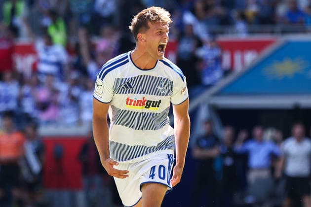 August 8, 2026, xkwix, Soccer, 3rd Division, MSV Duisburg vs. SV Meppen, Schauinsland Reisen Arena, Matchday 1, 2026–2027 Season. Celebrations following Ben Schlicke’s goal to make it 2–0. MSV Duisburg 40. DFB regulations prohibit any use of photographs as image sequences and or quasi-video. Photo: xKamilxWilkowskixPressefotoKochx, North Rhine-Westphalia, Germany