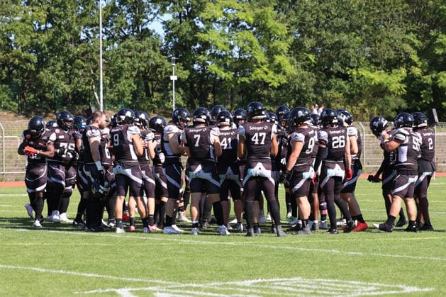 August 8, 2026, Berlin Rebels vs. Dresden Monarchs, GFL, Mommsenstadion, Berlin Berlin Rebels before the game