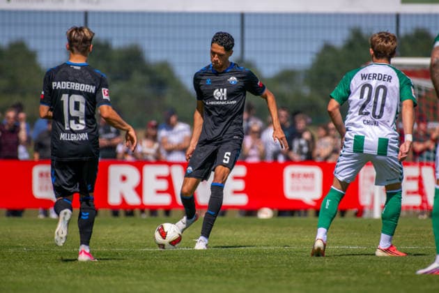 Friendly Match: Werder Bremen vs. SC Paderborn 07, August 8, 2026, Santiago Castaneda, SC Paderborn 07, 5 Friendly Match: Werder Bremen vs. SC Paderborn 07 on August 8, 2026, at Oyther Berg Stadium in Vechta, Germany, Copyright: xBEAUTIFULxSPORTS Neddermannx
