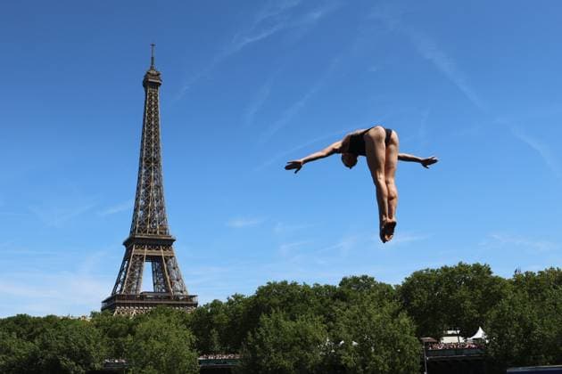 Championnat d Europe de natation PHOTOPQR LE COURRIER PICARD Haslin ; Paris ; 08 08 2026 ; 08 08 26 Championnat d Europe de natation Plongeon de haut vol femmes 20 metres dans la Seine Photo Fred Haslin LEN European Aquatics Championships, at the Seine River in Paris on August 8, 2026 Paris 75 France  Copyright: xPHOTOPQR LExCOURRIERxPICARD MAXPxHaslinx 20260808LCP5194 20260808LCP5194