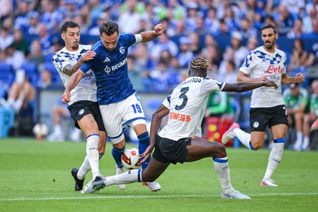 August 8, 2026, Soccer, 2026–2027 season, Friendly match, FC Schalke 04 vs. Atalanta Bergamo, Davide Zappacosta (Atalanta Bergamo), Kenan Karaman (FC Schalke 04), Odilon Kossounou (Atalanta Bergamo) xRHR PHOTO YYx Copyright: KROEGER RHR-FOTOx RHR-FOTO YY