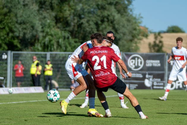 Luca Molinari, SG Sonnenhof Großaspach, 21, SG Sonnenhof Großaspach vs. Fortuna Köln, Soccer, 3rd Division, Matchday 1, August 8, 2026, DFB regulations prohibit any use of photographs as image sequences and or quasi-video. Aspach, Baden-Württemberg, Germany Copyright: xkolbert-press PhilipxZieglerx