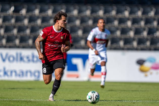 Niklas Pollex, SG Sonnenhof Großaspach, 18, SG Sonnenhof Großaspach vs. Fortuna Cologne, soccer, 3rd Division, Matchday 1, August 8, 2026; DFB regulations prohibit any use of photographs as image sequences and or quasi-video. Aspach, Baden-Württemberg, Germany Copyright: xkolbert-press PhilipxZieglerx