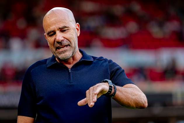 EINDHOVEN PSV Eindhoven coach Peter Bosz during the Vriendenloterij Eredivisie match between PSV and Fortuna Sittard at Philips Stadion on August 8, 2026, in Eindhoven, the Netherlands. Photo by DeFodi Images