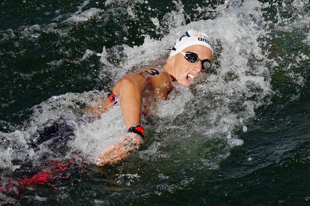 Open Water, 4 x 1500m Mixed Team, Ginevra TADDEUCCI from Italy at the European Aquatics Championships Paris 2026, Paris, August 08, 2026 .  Copyright: xGianxMattiaxD Alberto LaPressex