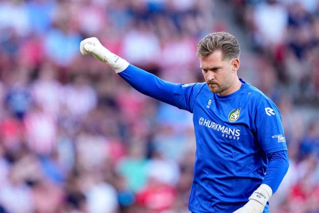 Fortuna Sittard goalkeeper Mattijs Branderhorst gestures during the 2026–27 Eredivisie match between PSV and Fortuna Sittard at Philips Stadion on August 8, 2026, in Eindhoven, Netherlands. Photo by Alex Gottschalk, DeFodi Images