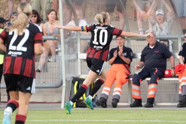 August 8, 2026, xhfmx, Soccer UEFA WCLQ, Eintracht Frankfurt vs. Malmö FF: Laura Freigang of Eintracht Frankfurt, No. 10, celebrates her goal to make it 2–0 against Malmö. Goal, Celebration, DFL DFB REGULATIONS PROHIBIT ANY USE OF PHOTOGRAPHS AS IMAGE SEQUENCES AND OR QUASI-VIDEO Frankfurt