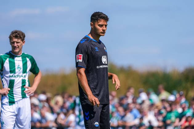 Stefano Marino, SC Paderborn 07, 30, German soccer, 2026–27 season, first friendly match of the day, August 8, 2026, Werder Bremen vs. SC Paderborn 07, Stadion am Oyther Berg, Oythe, Vechta, Lower Saxony Copyright: xLeonxFrickx