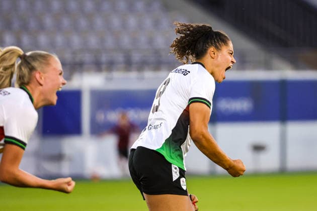 260808 UWCL OH Leuven vs Fenerbahce Jada Conijnenberg (9) of OH Leuven celebrating her goal (1-1) during a female soccer game between OH Leuven (BEL) and Fenerbahce (TUR) Final of second qualifying round of UEFA Champions League Mini Tournament 5, on Saturday 8 August 2026 in LEUVEN , BELGIUM . PHOTO SPORTPIX Sevil Oktem LEUVEN DEN DREEF BELGIUM  Copyright: xSportpix.bex xSevilxOktemxSevilxOktemx