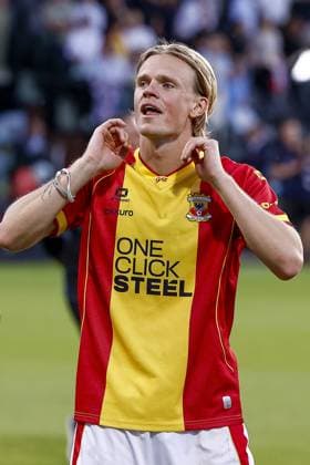 DEVENTER , 08-08-2026 , Stadium De Adelaarshorst , season 2026 2027 , Dutch Eredivisie football . match between Go Ahead Eagles and Willem II, Final result 4-1, Picture shows GA Eagles player Soren Tengstedt Go Ahead Eagles - Willem II  x205557917x Copyright: