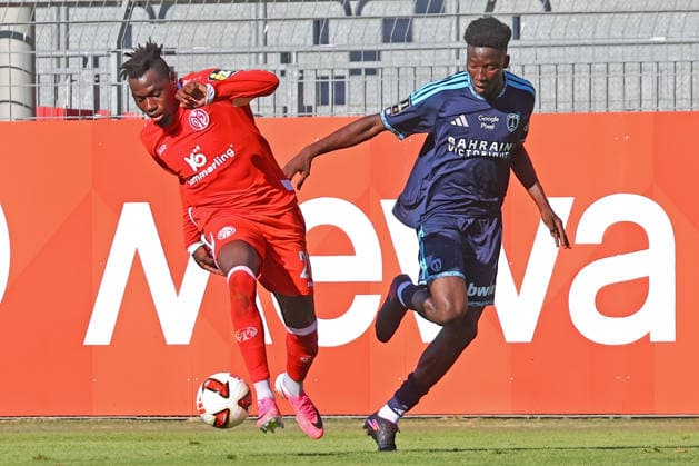Mainz, Germany August 8, 2026 Friendly Match 2026–2027 1 FSV Mainz 05 vs. Paris FC Pictured, from left, in a tackle: Danny da Costa (Mainz) vs. Patrick Guru Zabi (Paris). DFL regulations prohibit any use of photographs as image sequences and or quasi-video. Bruchwegstadion, Rhineland Palatinate Copyright: xFotostandx xRacochax