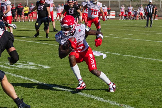 Keyshawn Smith Düsseldorf Panthers vs. Potsdam Royals Keyshawn Smith, wide receiver 15 Düsseldorf Panthers vs. Potsdam Royals at Panther Stadium in Düsseldorf, Germany, North Rhine-Westphalia American football, Week 9 of the 2026 Effect Energy GFL season. Final score: 0–49