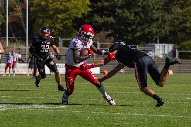 Keyshawn Smith Düsseldorf Panthers vs. Potsdam Royals Keyshawn Smith, wide receiver 15 Düsseldorf Panthers vs. Potsdam Royals at Panther Stadium in Düsseldorf, Germany, North Rhine-Westphalia American football, Week 9 of the 2026 Effect Energy GFL season. Final score: 0–49