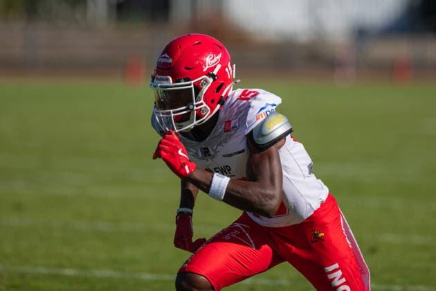 Keyshawn Smith Düsseldorf Panthers vs. Potsdam Royals Keyshawn Smith, wide receiver 15 Düsseldorf Panthers vs. Potsdam Royals at Panther Stadium in Düsseldorf, Germany, North Rhine-Westphalia American football, Week 9 of the 2026 Effect Energy GFL season. Final score: 0–49
