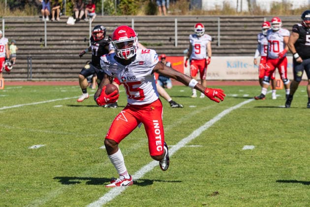 Keyshawn Smith Düsseldorf Panthers vs. Potsdam Royals Keyshawn Smith, wide receiver 15 Düsseldorf Panthers vs. Potsdam Royals at Panther Stadium in Düsseldorf, Germany, North Rhine-Westphalia American football, Week 9 of the 2026 Effect Energy GFL season. Final score: 0–49
