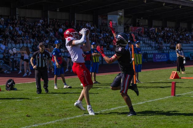 Maximilian McLeod Düsseldorf Panthers vs. Potsdam Royals Maximilian McLeod, wide receiver, No. 3 Düsseldorf Panthers vs. Potsdam Royals at Panther Stadium in Düsseldorf, Germany, North Rhine-Westphalia American football, Week 9 of the 2026 Effect Energy GFL season. Final score: 0–49