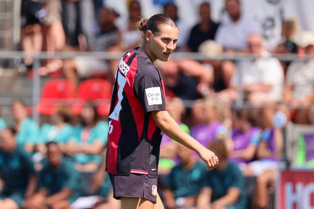 Leverkusen, Germany, August 8, 2026 Season Opener: Friendly Match—Bayer Leverkusen Women vs. Feyenoord Rotterdam Women Pictured: Carlotta Wamser, Leverkusen Copyright: HMBxMedia MadeleinexFantini