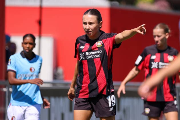 Leverkusen, Germany, August 8, 2026 Season Opener: Friendly Match—Bayer Leverkusen Women vs. Feyenoord Rotterdam Women Pictured: Loreen Bender, Leverkusen Copyright: HMBxMedia MadeleinexFantini