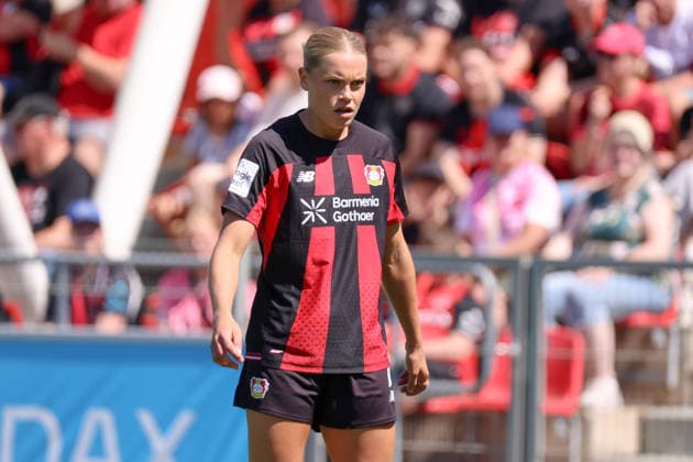 Leverkusen, Germany, August 8, 2026 Season Opener: Friendly Match—Bayer Leverkusen Women vs. Feyenoord Rotterdam Women Pictured: Cornelia Kramer, Leverkusen Copyright: HMBxMedia MadeleinexFantini
