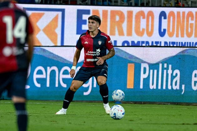 Cagliari s Cavuoti in action during the Serie A soccer match between Cagliari Calcio and Nice at the Unipol Domus in Cagliari, Sardinia - Saturday 8th august 2026. - Soccer  Copyright: x Â®xGianlucaxZuddas LaPressex