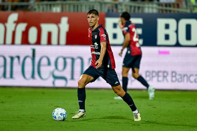 Cagliari s Matteo Prati in action during the Serie A soccer match between Cagliari Calcio and Nice at the Unipol Domus in Cagliari, Sardinia - Saturday 8th august 2026. - Soccer  Copyright: x Â®xGianlucaxZuddas LaPressex