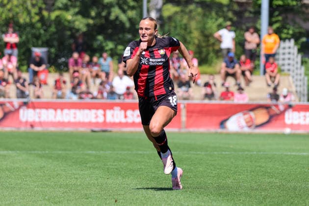 Leverkusen, Germany, August 8, 2026 Season Opener: Friendly Match—Bayer Leverkusen Women vs. Feyenoord Rotterdam Women. Pictured: Lobke Loonen, Leverkusen Copyright: HMBxMedia MadeleinexFantini