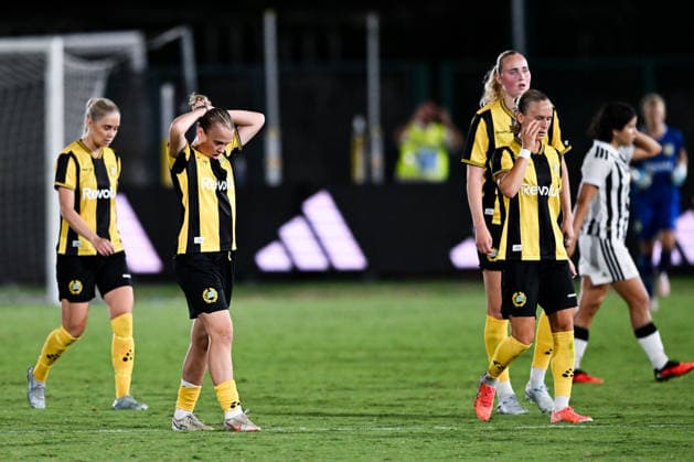 August 8, 2026: Hammarby players during the Women’s Champions League qualifying match between Juventus and Hammarby on August 8, 2026 in Turin. Photo by Daniele Buffa, BILDBYRAN COP 18 XY0123 soccer football UEFA Women s Champions League Juventus Hammarby women s team  Copyright: DANIELExBUFFA BB260808BB649