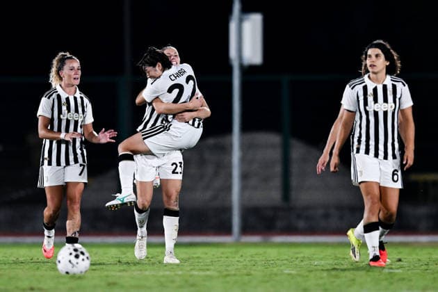 August 8, 2008: Remina Chiba of Juventus celebrates scoring the 2-1 goal during the Women’s Champions League qualifying match between Juventus and Hammarby on August 8, 2026 in Turin. Photo by Daniele Buffa, BILDBYRAN COP 18 XY0123. soccer, football, UEFA Women’s Champions League, Juventus, Hammarby, women’s soccer, celebration  Copyright: DANIELExBUFFA BB260808BB655